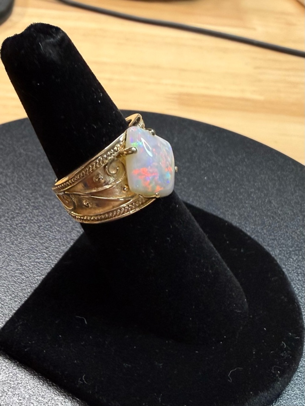 14k Gold Australian Opal Statement Ring - Picture 6 of 13
